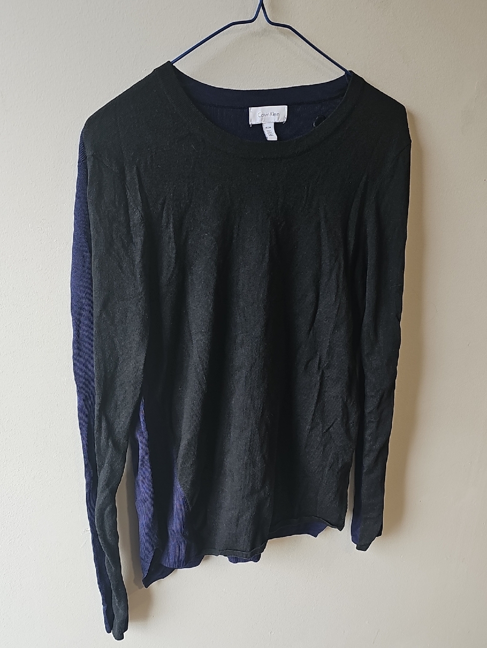 Calvin Klein Medium Black & Navy Long Sleeve Top - Picture 2 of 6